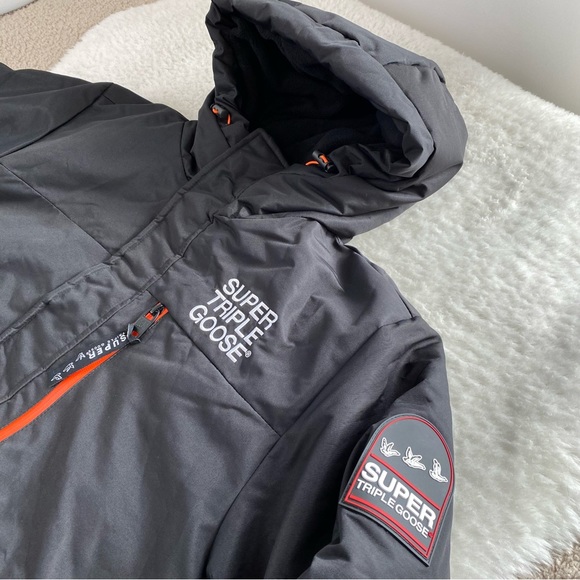 Super Triple Goose Men's Ski Parka Faux Down-Fill Jacket, Black, Size L - Picture 3 of 16